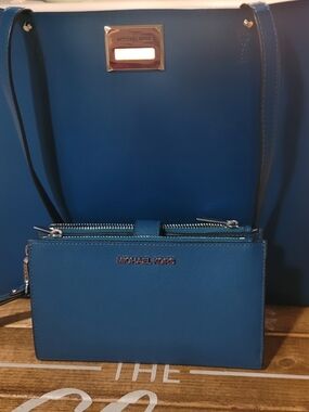 Michael Kors Blue Saffiano Tote with Matching Wallet